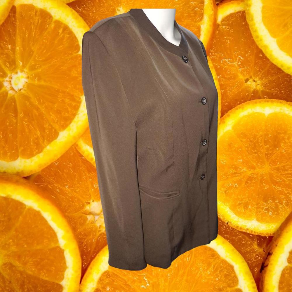 Petite Sophisticate Brown 3 Button Blazer